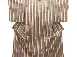 縞織出し手織り紬着物